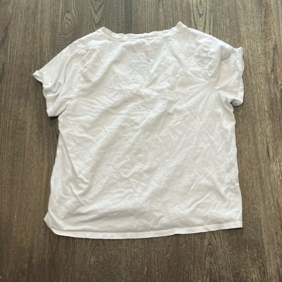 a new day Womens V-neck Top Short Sleeve Pullover Cotton Blend White Size L - Picture 4 of 4